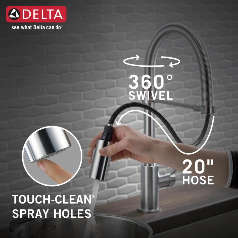 DELTA Trinsic Single-Handle Pull-Down Spring Kitchen Faucet — Arctic Stainless