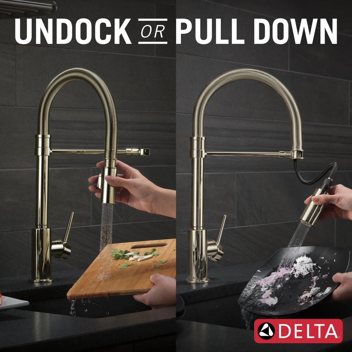 DELTA Trinsic Single-Handle Pull-Down Spring Kitchen Faucet — Polished Nickel