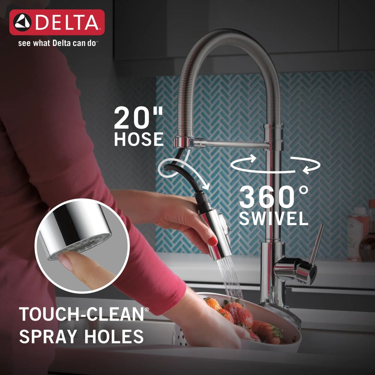 DELTA Trinsic Single-Handle Pull-Down Spring Kitchen Faucet with Touch2O Technology — Chrome