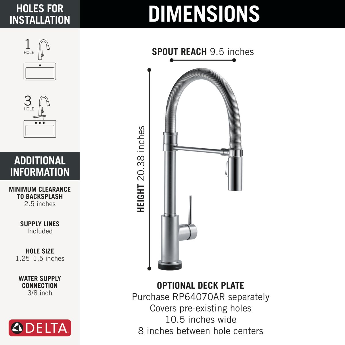DELTA Trinsic Touch2O Technology Kitchen Faucet with Touchless Technology — Arctic Stainless
