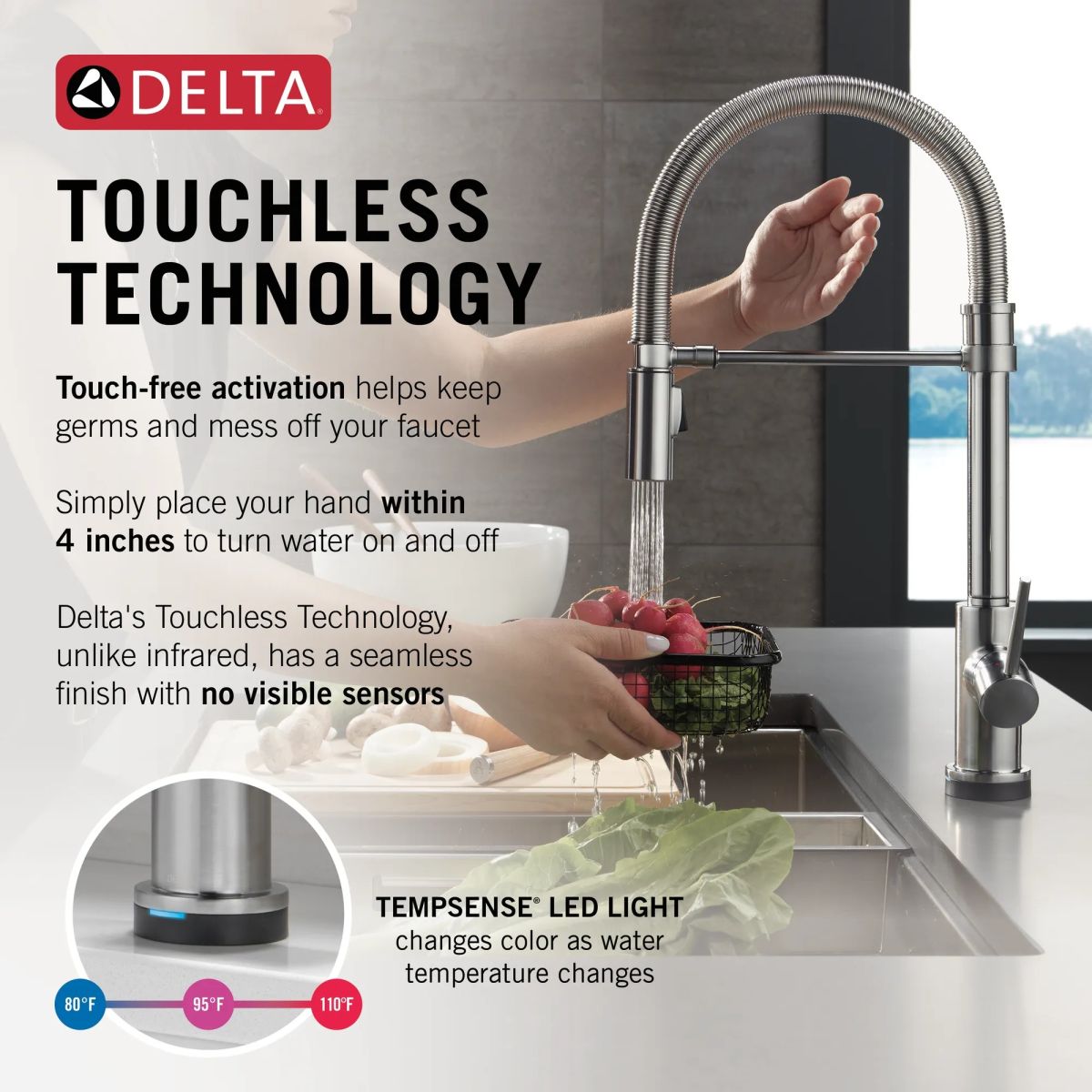 DELTA Trinsic Touch2O Technology Kitchen Faucet with Touchless Technology — Arctic Stainless