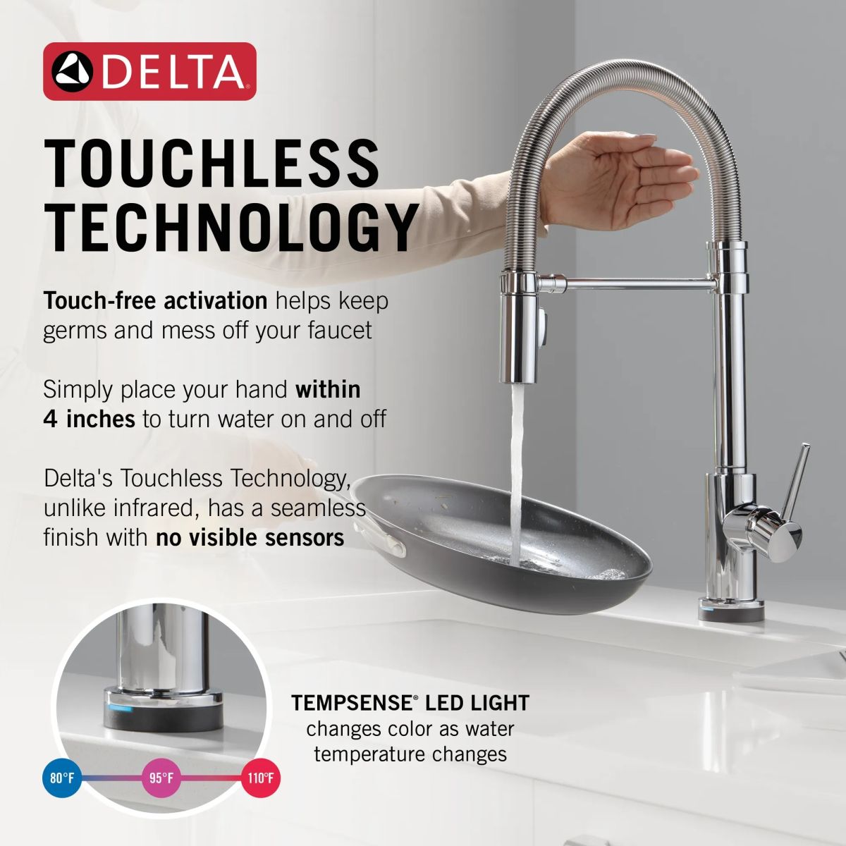 DELTA Trinsic Touch2O Technology Kitchen Faucet with Touchless Technology — Chrome