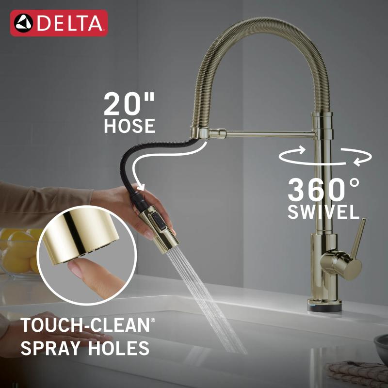 DELTA Trinsic Touch2O Technology Kitchen Faucet with Touchless Technology — Polished Nickel