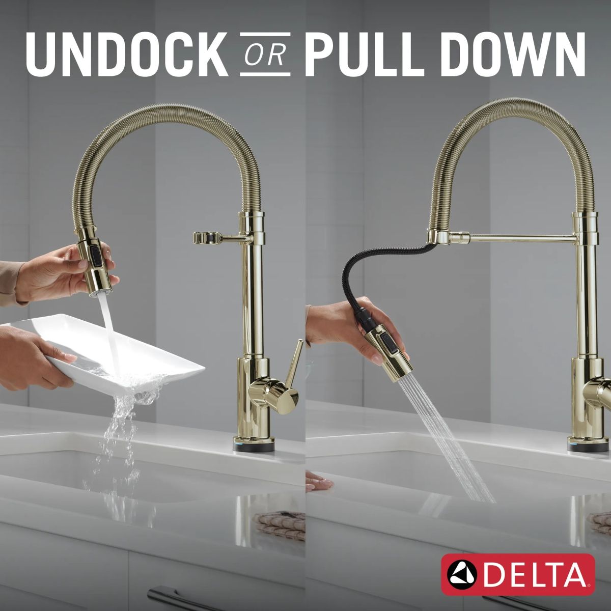 DELTA Trinsic Touch2O Technology Kitchen Faucet with Touchless Technology — Polished Nickel