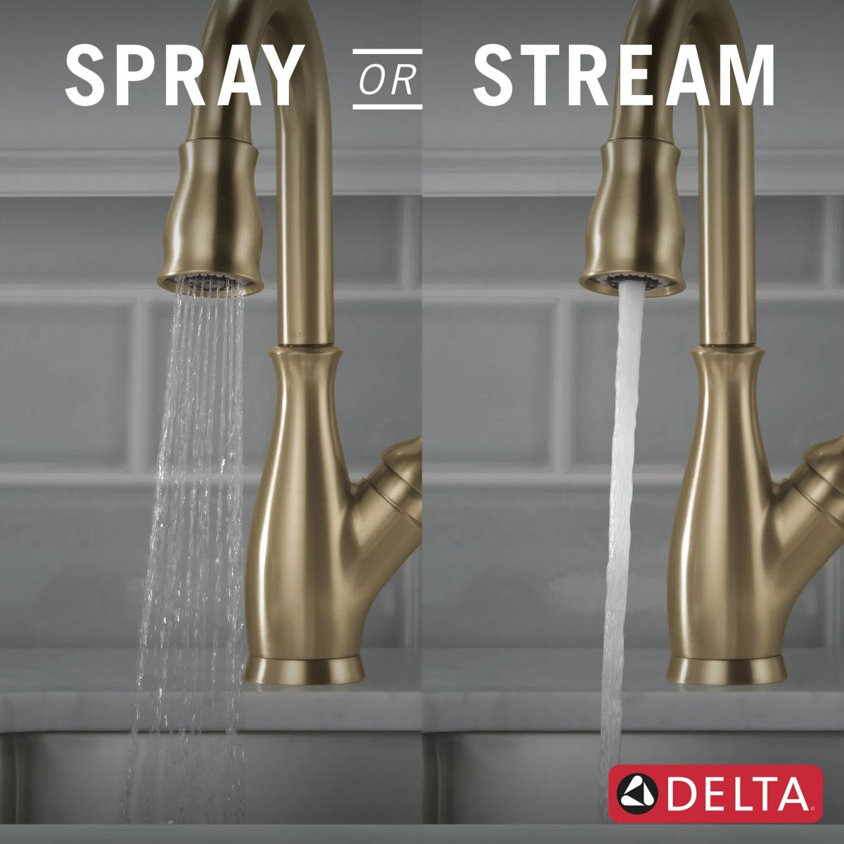 DELTA Leland Single Handle Pull-Down Bar/Prep Faucet — Champagne Bronze