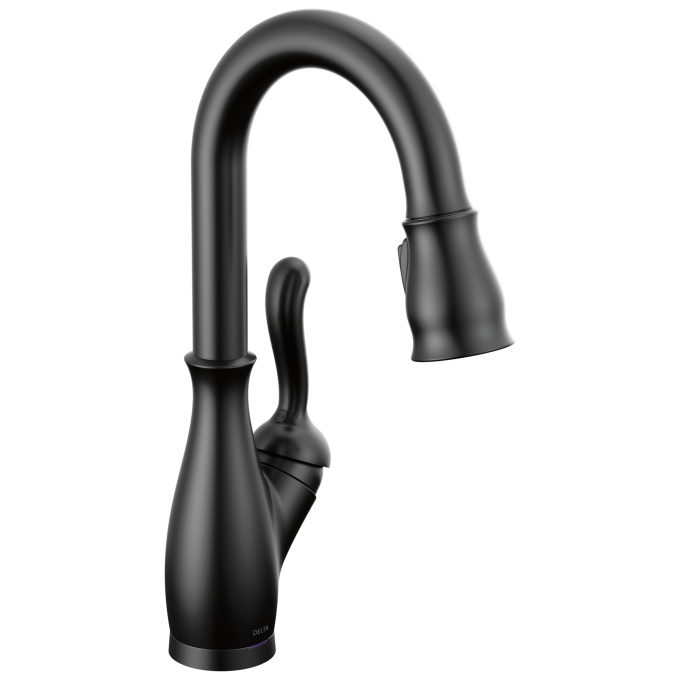 DELTA Leland Single Handle Pull-Down Bar / Prep Faucet With Touch2O Technology — Matte Black