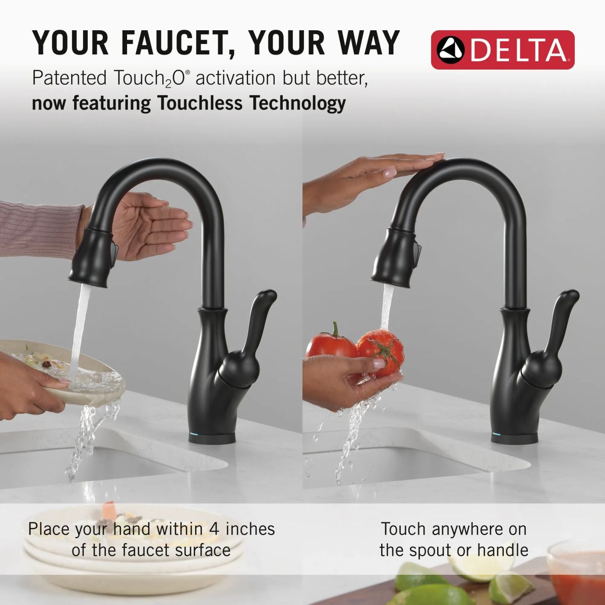 DELTA Leland Touch2O Bar / Prep Faucet with Touchless Technology — Matte Black