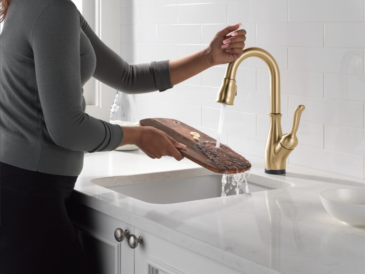 DELTA Leland Touch2O Bar / Prep Faucet with Touchless Technology — Champagne Bronze