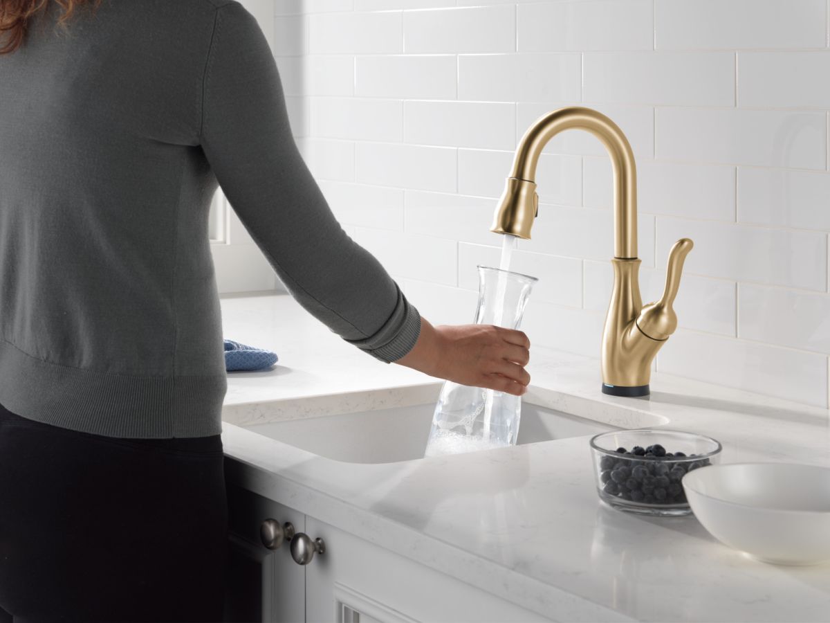 DELTA Leland Touch2O Bar / Prep Faucet with Touchless Technology — Champagne Bronze