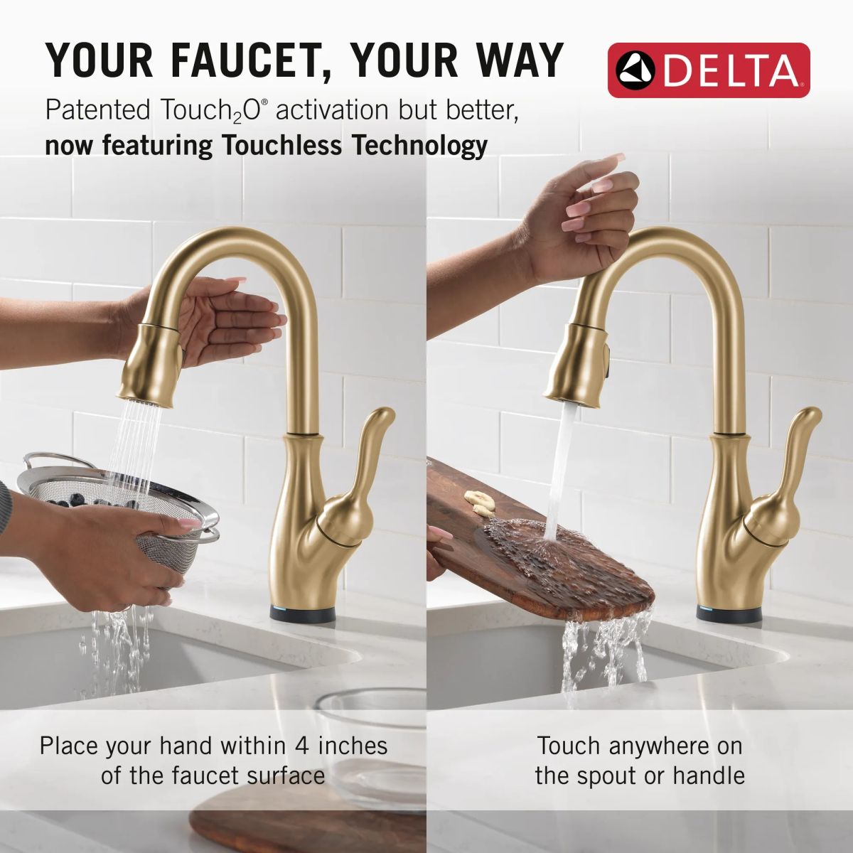 DELTA Leland Touch2O Bar / Prep Faucet with Touchless Technology — Champagne Bronze