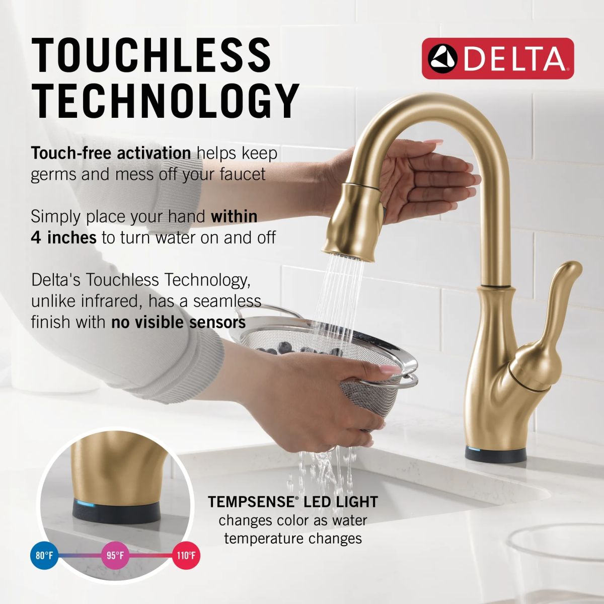 DELTA Leland Touch2O Bar / Prep Faucet with Touchless Technology — Champagne Bronze