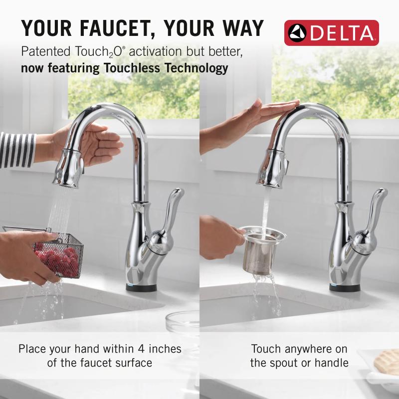 DELTA Leland Touch2O Bar / Prep Faucet with Touchless Technology — Chrome
