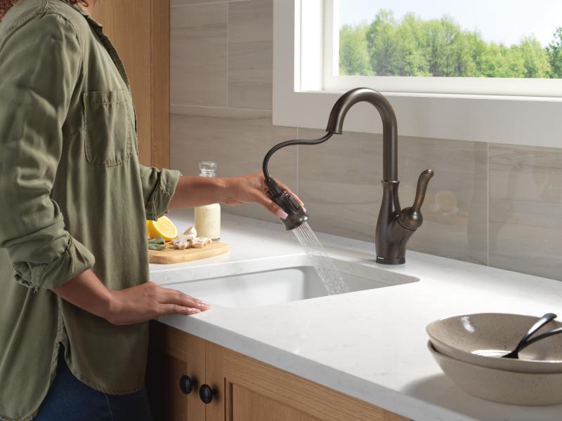 DELTA Leland Touch2O Bar / Prep Faucet with Touchless Technology — Venetian Bronze