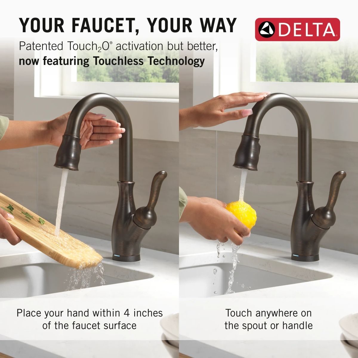 DELTA Leland Touch2O Bar / Prep Faucet with Touchless Technology — Venetian Bronze