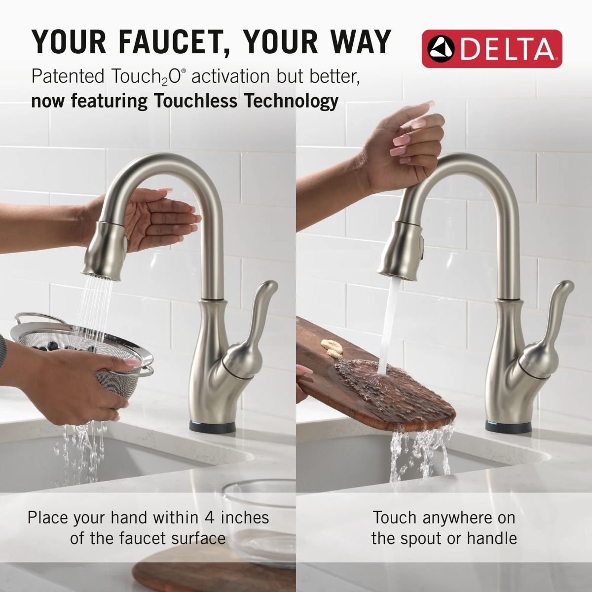 DELTA Leland Touch2O Bar / Prep Faucet with Touchless Technology — Spotshield Stainless