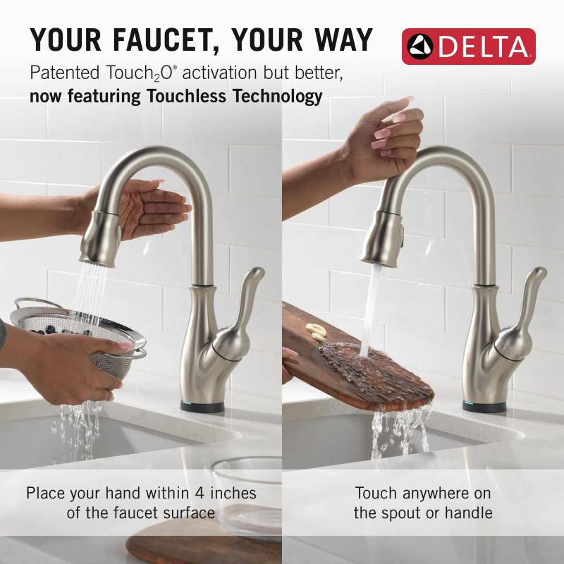 DELTA Leland Touch2O Bar / Prep Faucet with Touchless Technology — Spotshield Stainless