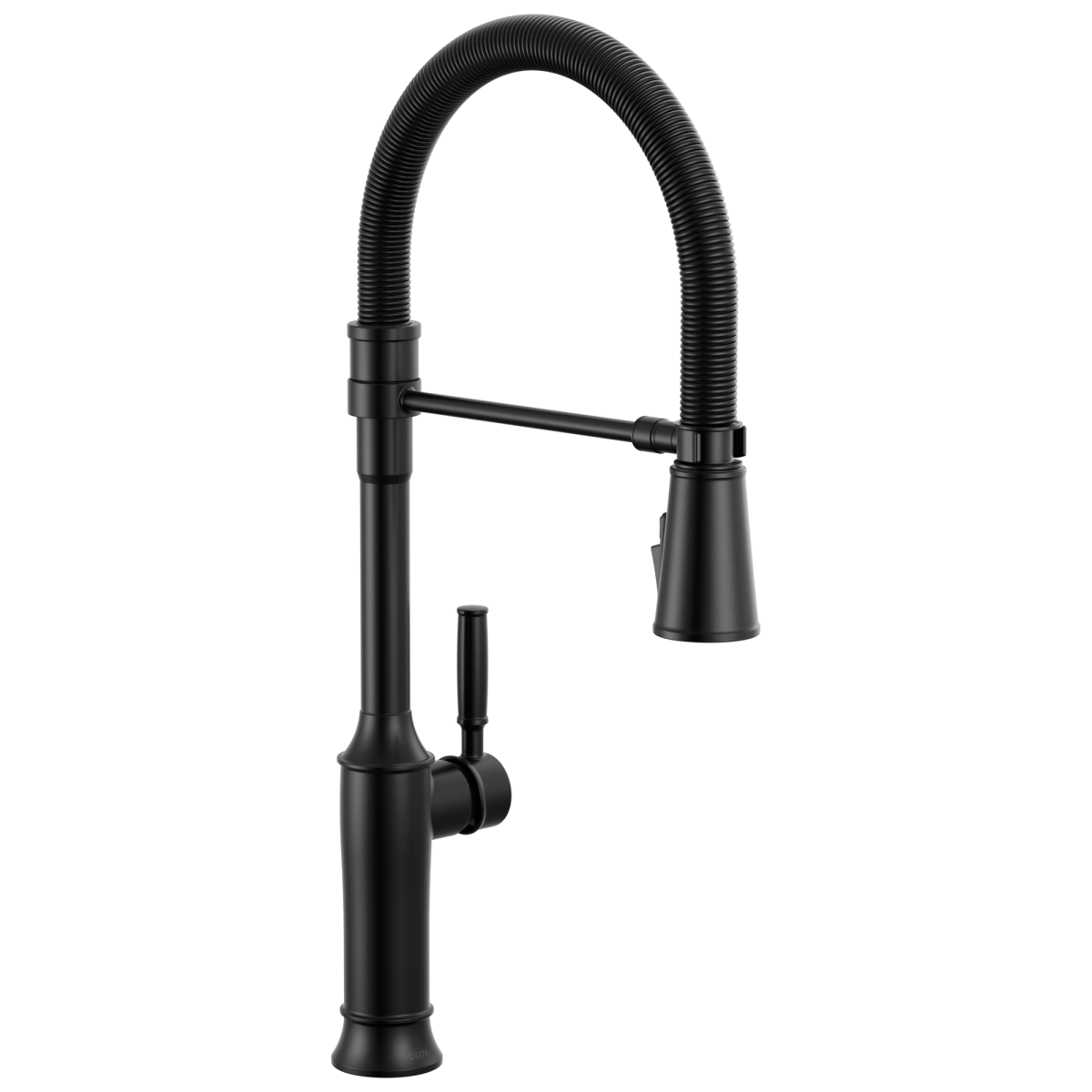 DELTA Renaldi Single-Handle Pull-Down Spring Kitchen Faucet — Matte Black