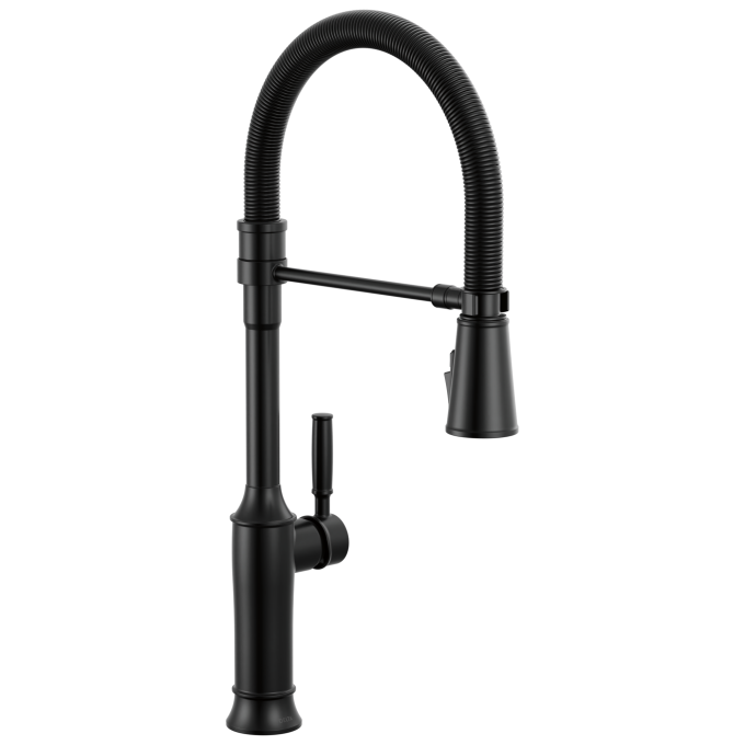 DELTA Renaldi Single-Handle Pull-Down Spring Kitchen Faucet — Matte Black