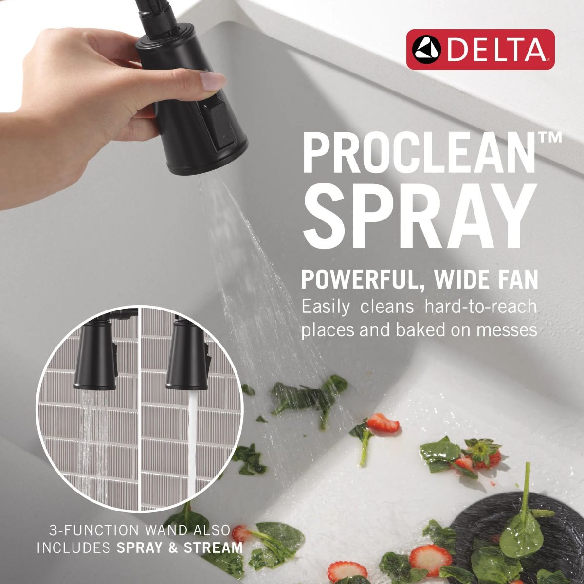 DELTA Renaldi Single-Handle Pull-Down Spring Kitchen Faucet — Matte Black