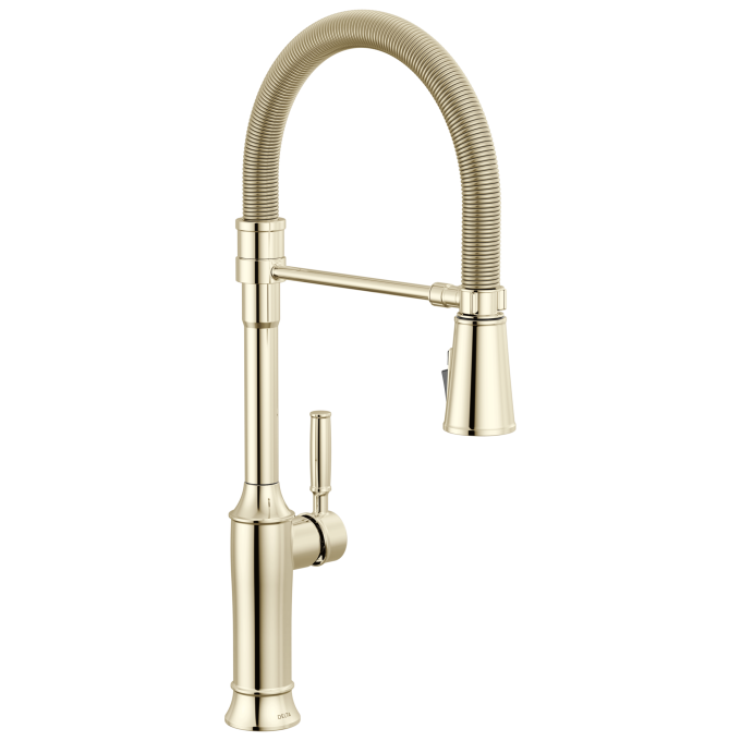 DELTA Renaldi Single-Handle Pull-Down Spring Kitchen Faucet — Lumicoat® Polished Nickel