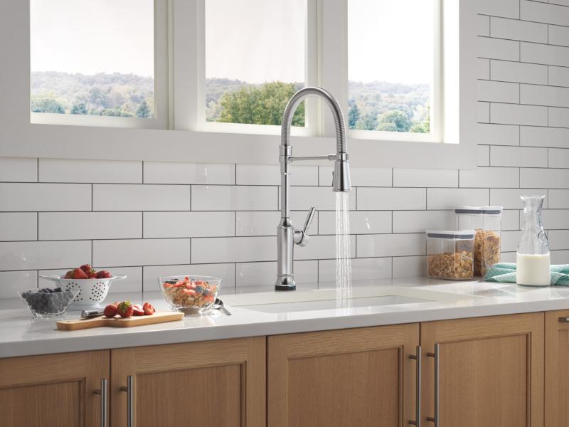 DELTA Renaldi Touch2O Technology Kitchen Faucet with Touchless Technology — Lumicoat® Arctic Stainless