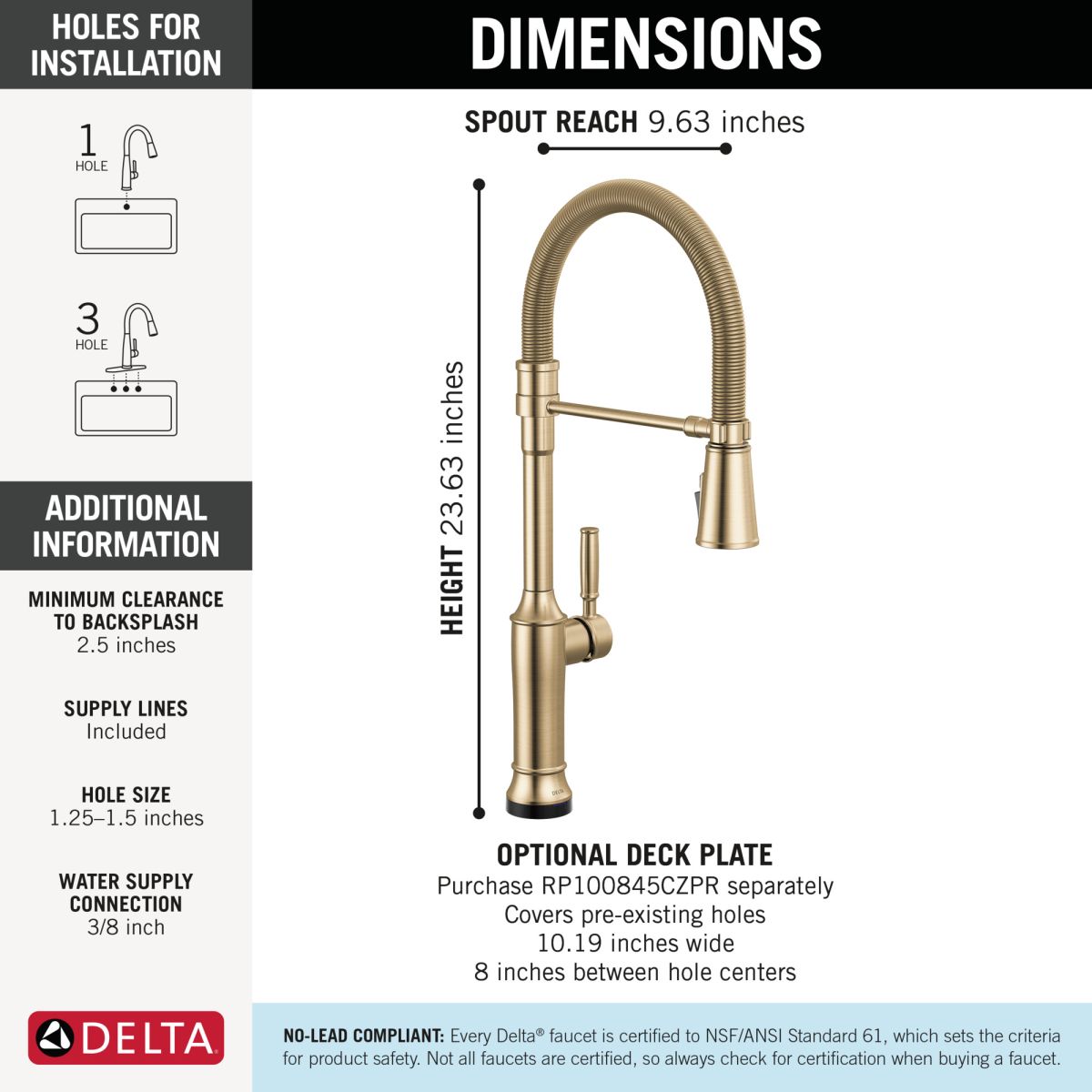 DELTA Renaldi Touch2O Technology Kitchen Faucet with Touchless Technology — Lumicoat® Champagne Bronze
