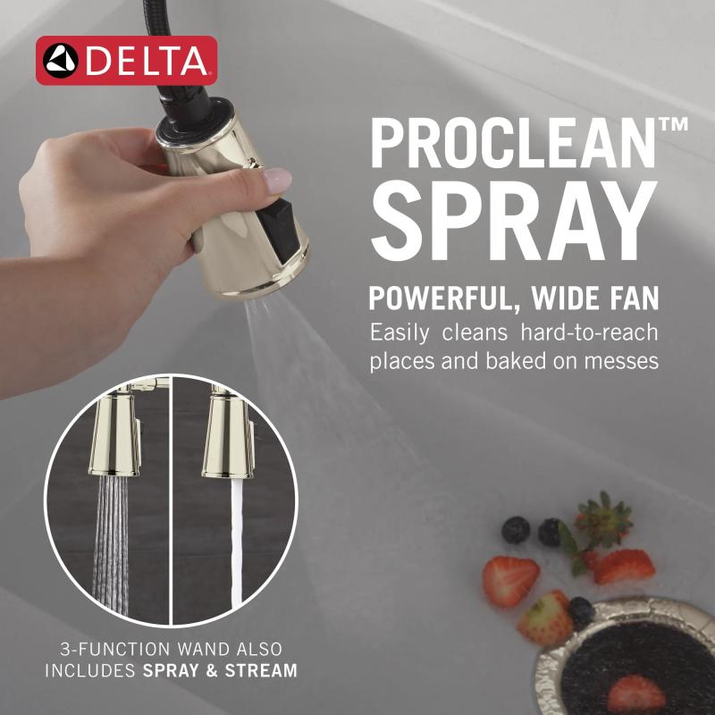 DELTA Renaldi Touch2O Technology Kitchen Faucet with Touchless Technology — Lumicoat® Polished Nickel