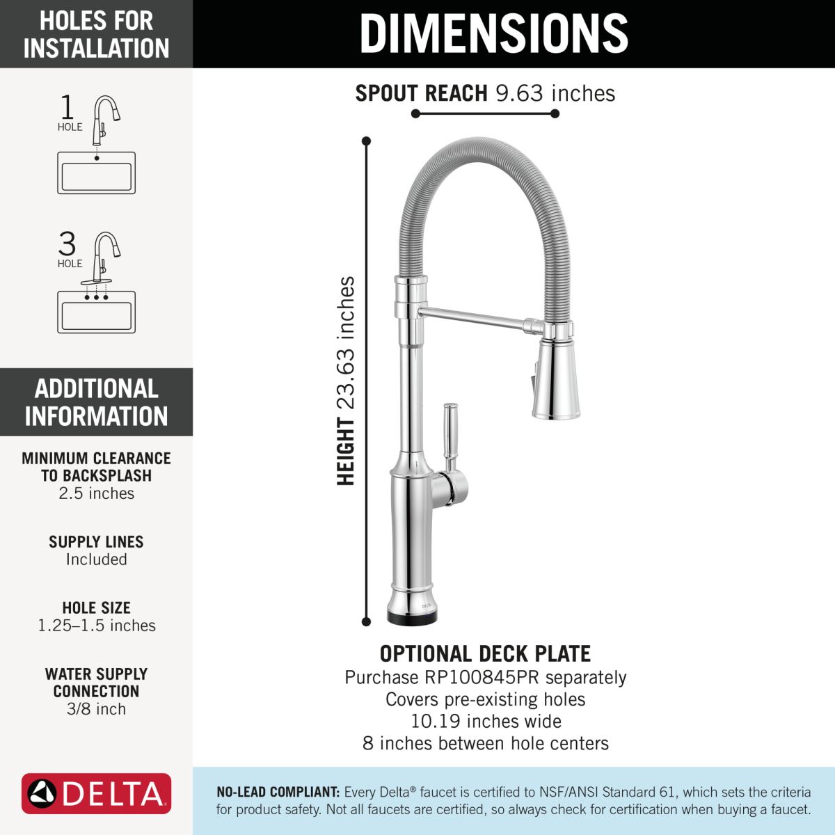 DELTA Renaldi Touch2O Technology Kitchen Faucet with Touchless Technology — Lumicoat® Chrome