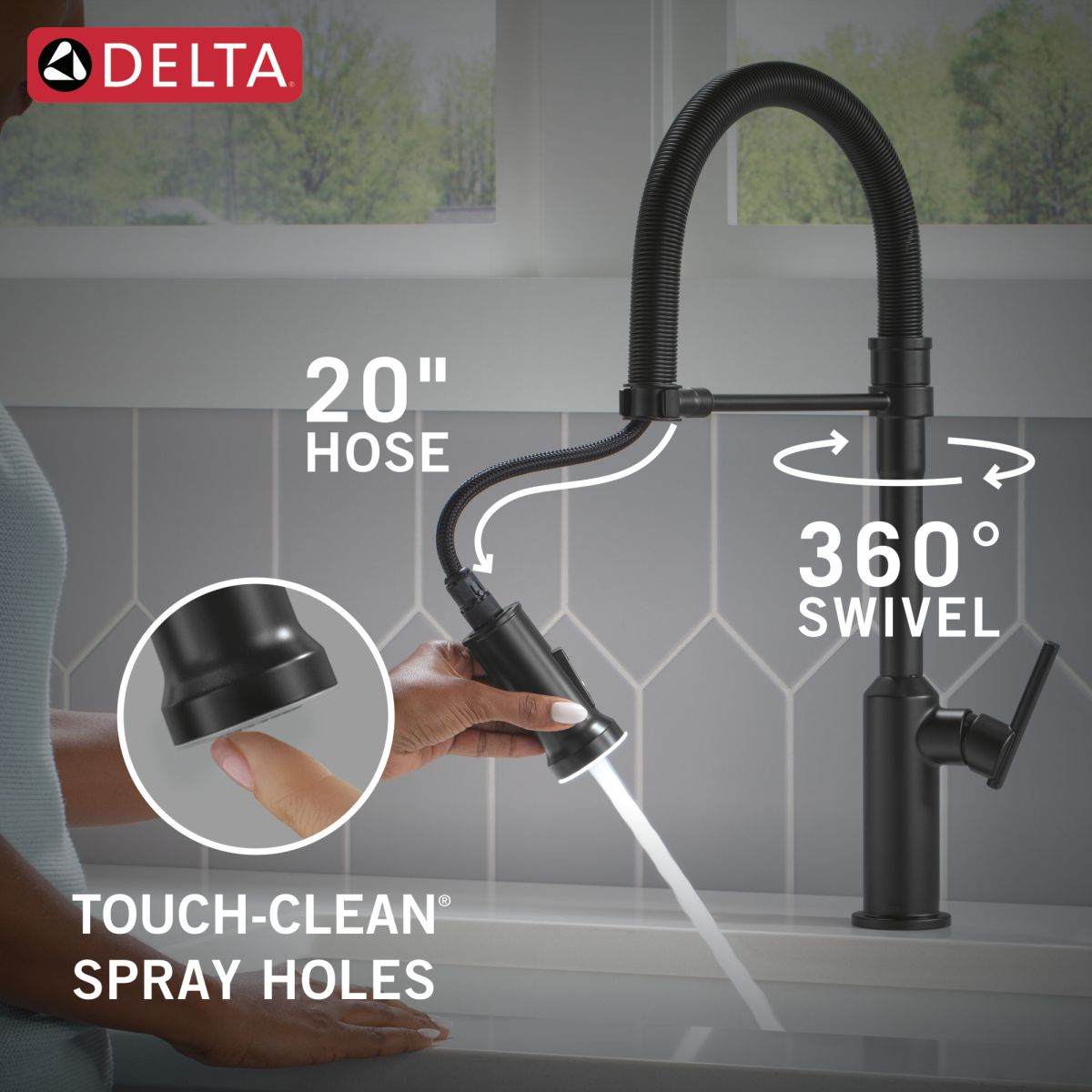 DELTA Cordova Single Handle Pull-Down Kitchen Faucet With Spring Spout — Matte Black