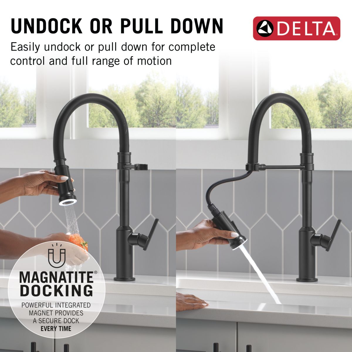 DELTA Cordova Single Handle Pull-Down Kitchen Faucet With Spring Spout — Matte Black