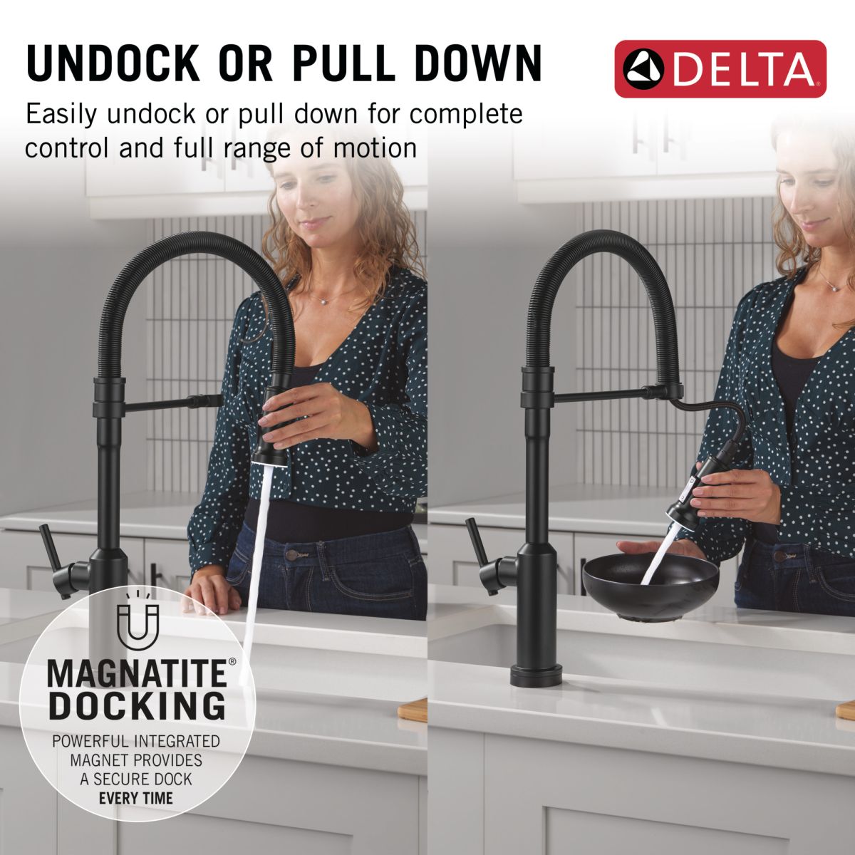 DELTA Cordova Touch2O Technology Kitchen Faucet with Touchless Technology — Matte Black