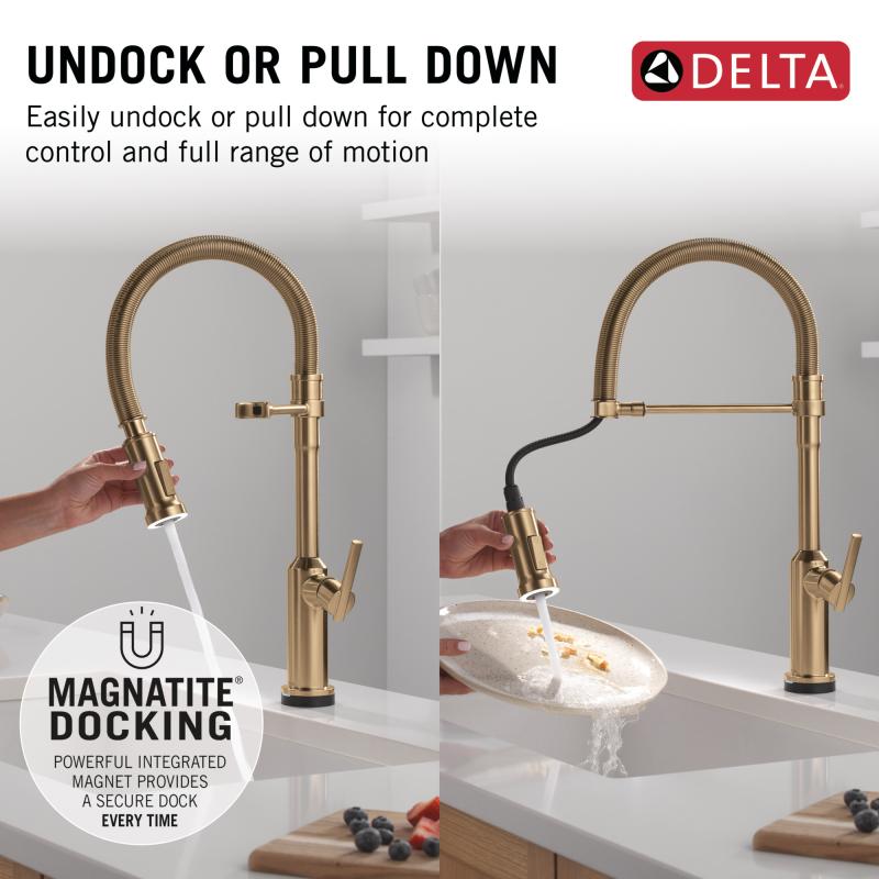 DELTA Cordova Touch2O Technology Kitchen Faucet with Touchless Technology — Lumicoat® Champagne Bronze