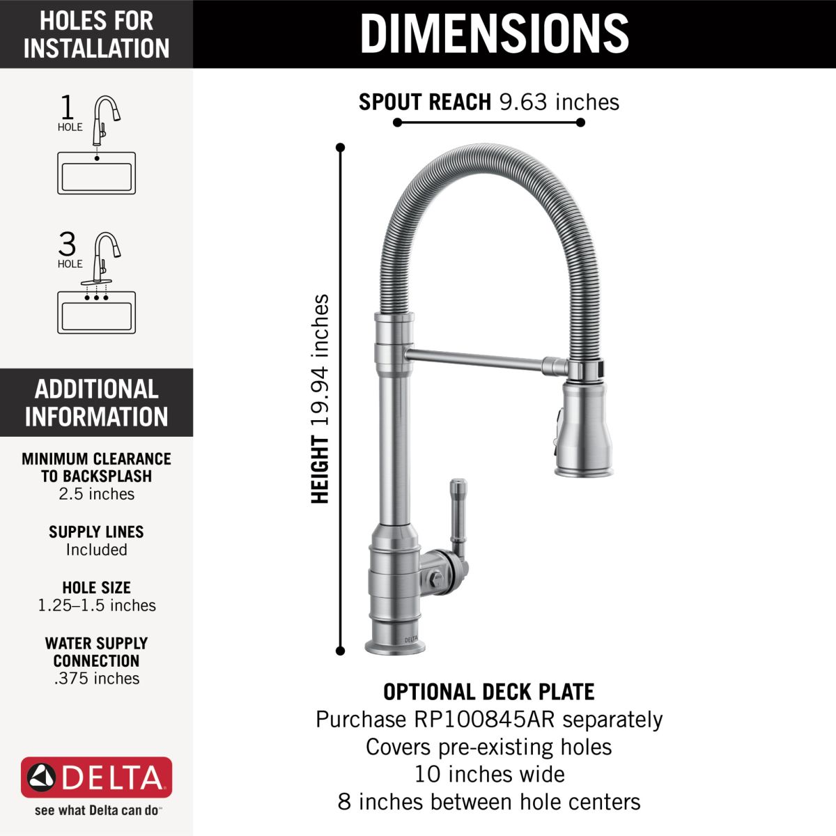 DELTA Broderick Single Handle Pull-Down Kitchen Faucet With Spring Spout — Arctic Stainless