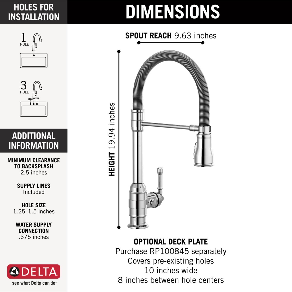 DELTA Broderick Single Handle Pull-Down Kitchen Faucet With Spring Spout — Chrome