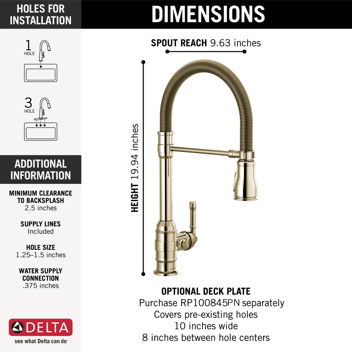 DELTA Broderick Single Handle Pull-Down Kitchen Faucet With Spring Spout — Polished Nickel
