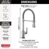 DELTA Broderick Single-Handle Pull-Down Spring Kitchen Faucet with Touch2O Technology — Arctic Stainless