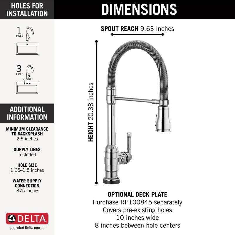 DELTA Broderick Single-Handle Pull-Down Spring Kitchen Faucet with Touch2O Technology — Chrome