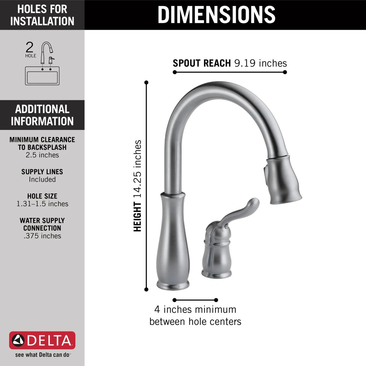 DELTA Leland Single Handle Pull-Down Kitchen Faucet — Arctic Stainless