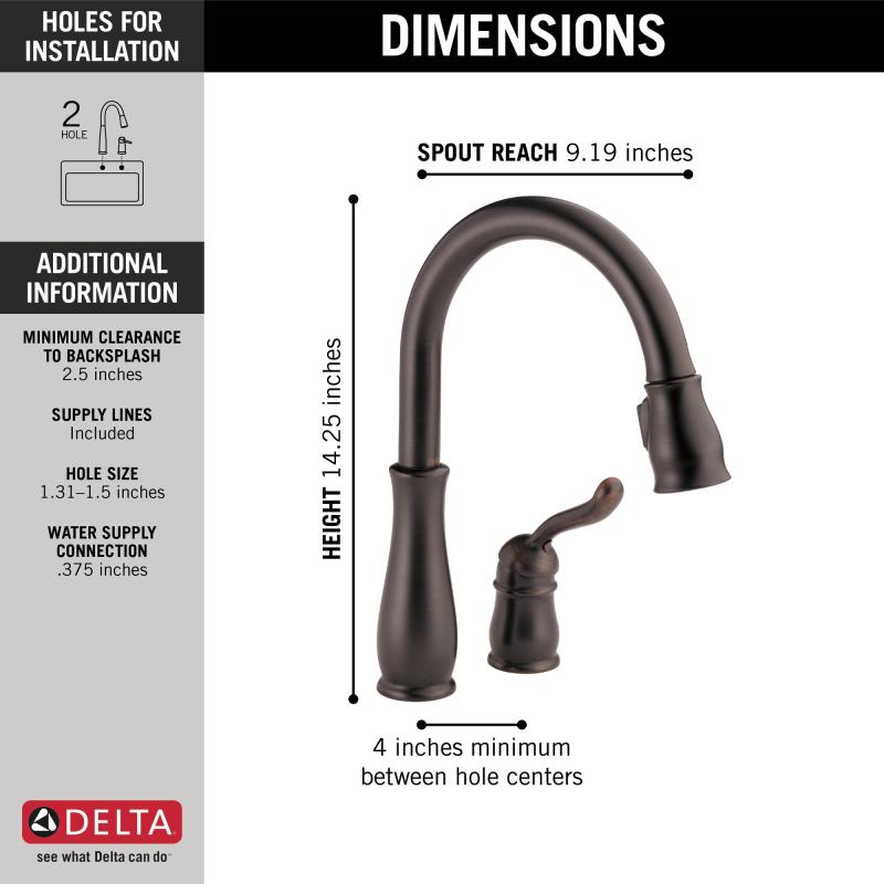 DELTA Leland Single Handle Pull-Down Kitchen Faucet — Venetian Bronze
