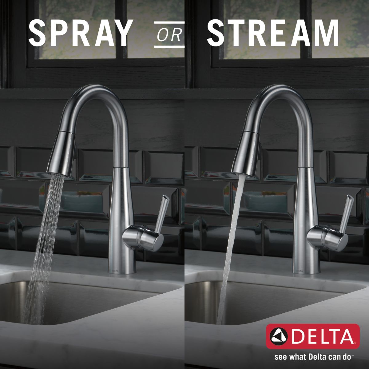 DELTA Essa Single Handle Pull-Down Bar / Prep Faucet — Arctic Stainless