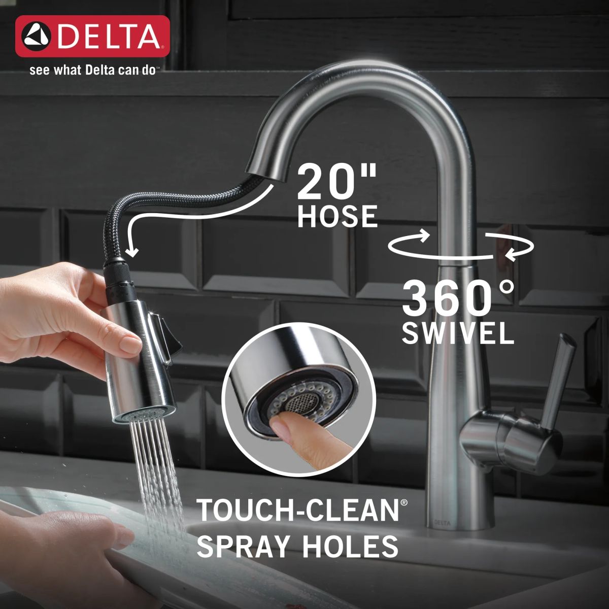 DELTA Essa Single Handle Pull-Down Bar / Prep Faucet — Arctic Stainless