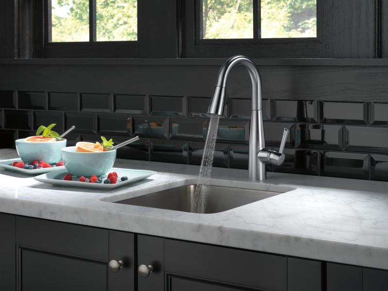 DELTA Essa Single Handle Pull-Down Bar / Prep Faucet — Arctic Stainless