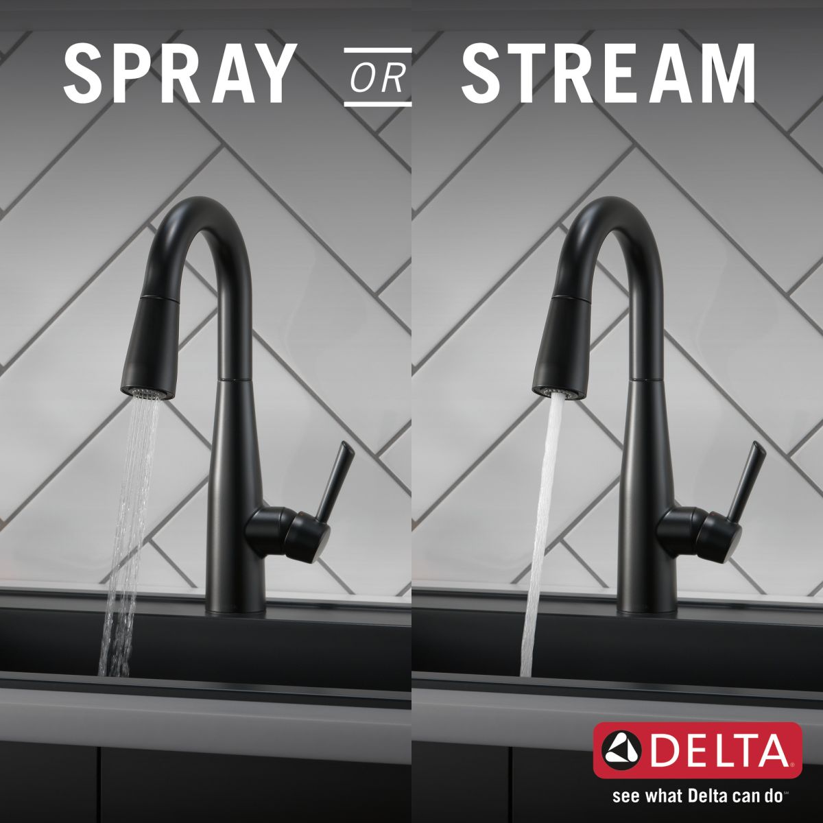 DELTA Essa Single Handle Pull-Down Bar / Prep Faucet — Matte Black