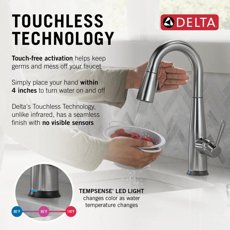 DELTA Essa Touch2O Bar / Prep Faucet with Touchless Technology — Arctic Stainless