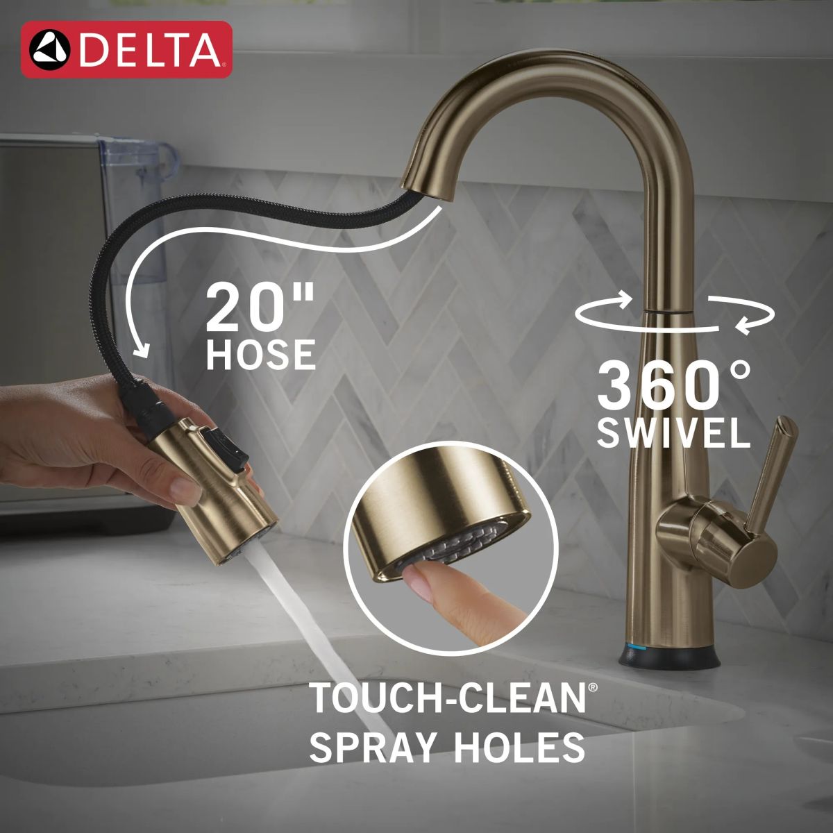 DELTA Essa Touch2O Bar / Prep Faucet with Touchless Technology — Champagne Bronze