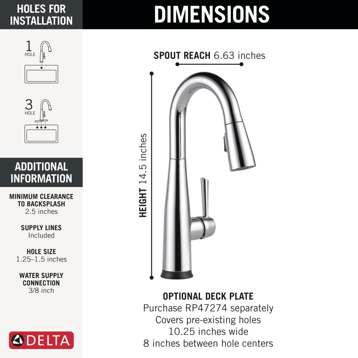DELTA Essa Touch2O Bar / Prep Faucet with Touchless Technology — Chrome