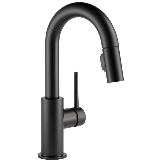 DELTA Trinsic Single Handle Pull-Down Bar / Prep Faucet — Matte Black