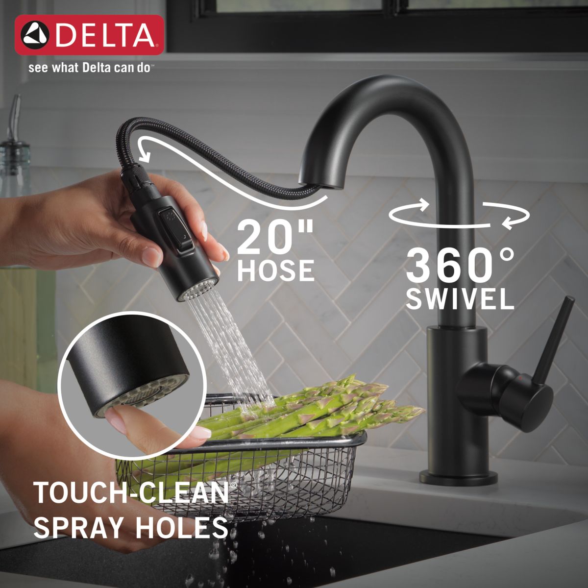 DELTA Trinsic Single Handle Pull-Down Bar / Prep Faucet — Matte Black