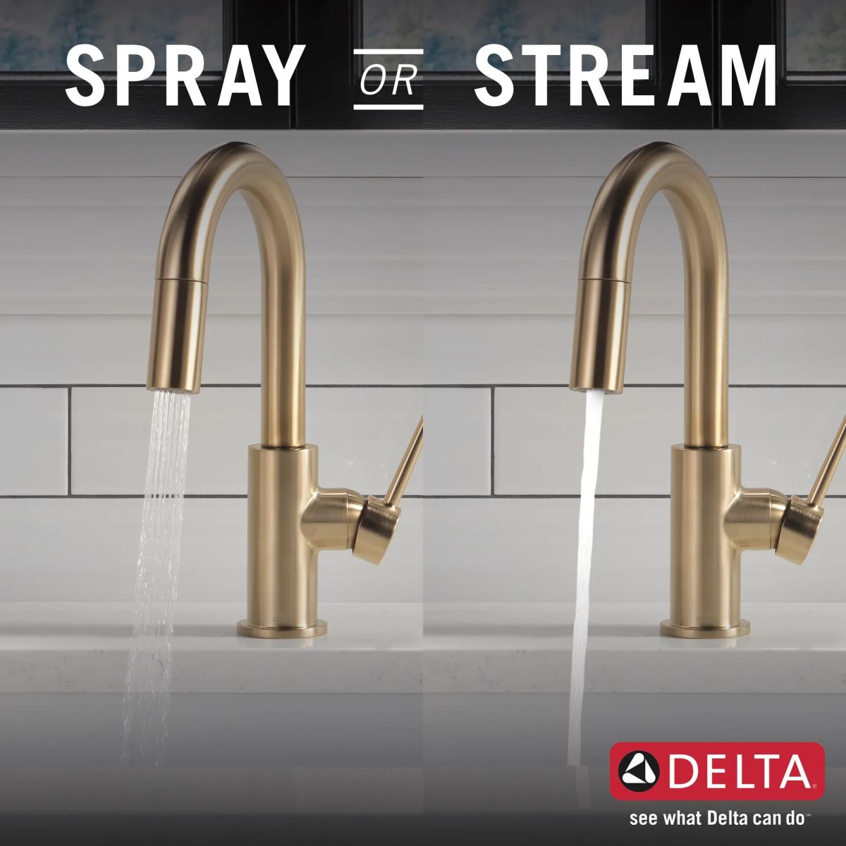 DELTA Trinsic Single Handle Pull-Down Bar / Prep Faucet — Champagne Bronze