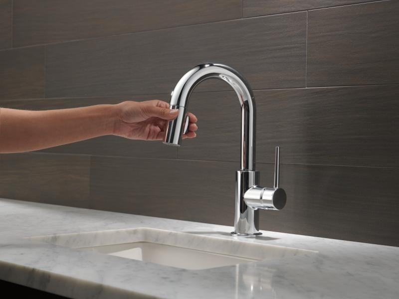 DELTA Trinsic Single Handle Pull-Down Bar / Prep Faucet — Chrome
